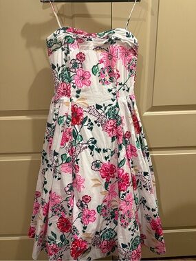 L Pulitzer Lillyanna coconut safari Strapless Floral Midi Dress Pink Green 4 NWT